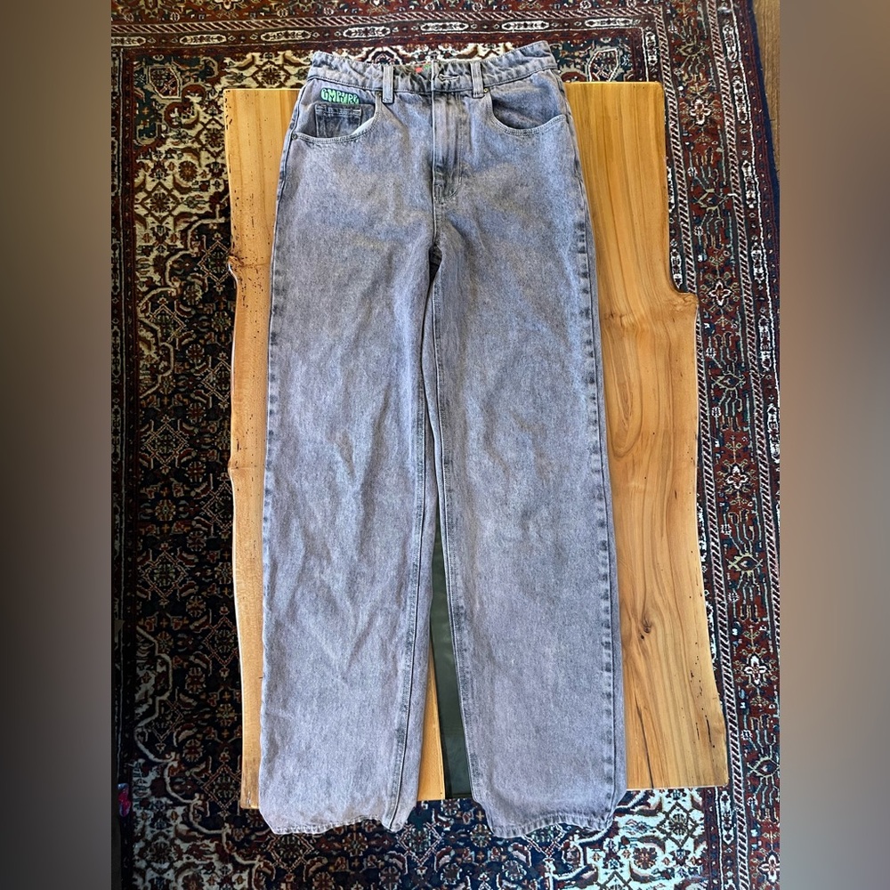 Y2K Empyre Jeans Baggy Straight Leg Size 0 Embroidered Tori Skate High Waist
